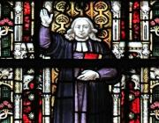 Stain glass of John Wesley in Truro Cathedral (click for larger image)