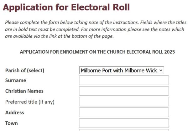Milborne Port with Goathill Electoral Roll